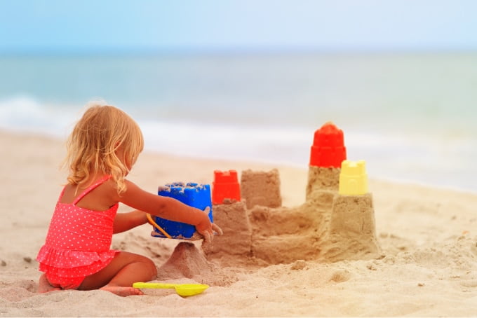 Carrabelle Beach - Girl building sand castle